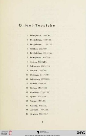 Orient-Teppiche (Nr. 1-302)