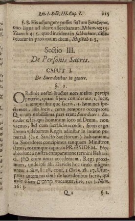 Sectio III. De Personis Sacris
