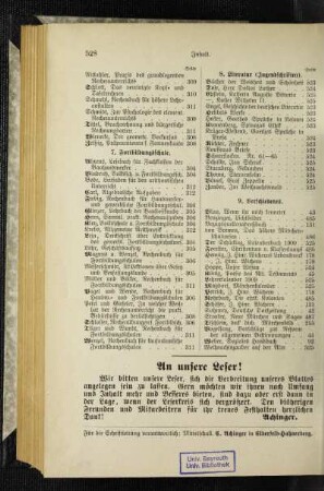 An unsere Leser!