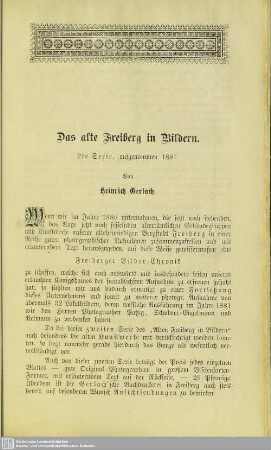 [Das alte Freiberg in Bildern. Zweite Serie. Freiberger Photographien, aufgenommen 1881, mit Erläuterungen der Bilder]