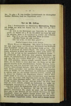 Aus der III. Sektion