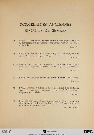Porcelaines Anciennes – Biscuits de Sèvres (Nr. 47-56)
