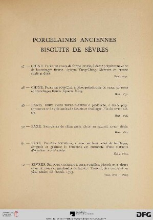 Porcelaines Anciennes – Biscuits de Sèvres (Nr. 47-56)