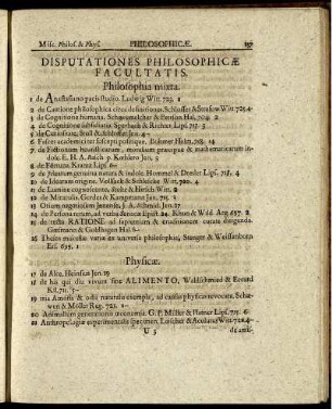 Disputationes Philosophicæ Facultatis.