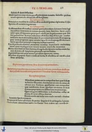 Liber XVII. Ex libris de historiis animalium.