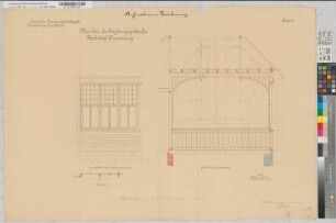 Aufnahmezeichnung: Neubau des Empfangsgebäudes Bahnhof Finnentrop, Blatt 10: Wartesaal III. & IV. Klasse: Schnitt, Ansicht der Fenster, M. 1:20 Stnr.: 51, Hge, Bunr.: 13, Blnr.: 10