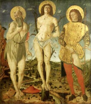 Die Heiligen Hieronymus, Sebastian und Rochus