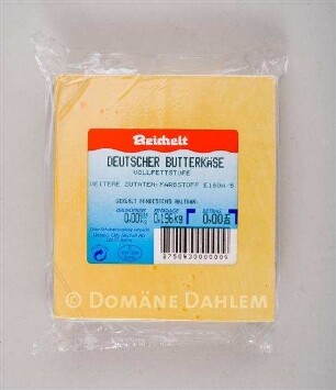 Warenmuster "Deutscher Butterkäse" derFirma "Reichelt"