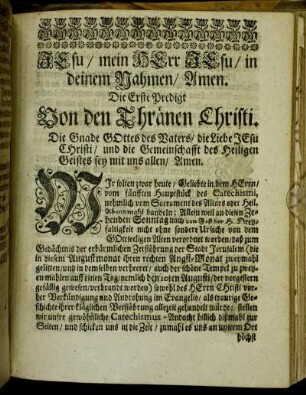 Die Erste Predigt Von den Thränen Christi.