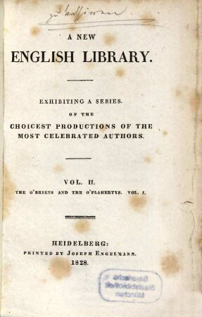 The O'Briens and the O'Flahertys : a national tale ; in four volumes, 1