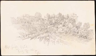 Schloss Graetz bei Troppau Umbau-Planung: Perspektivische Ansicht des alten Zustandes: Ostseite