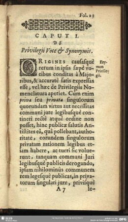 Caput I. De Privilegii Voce & Synonymis