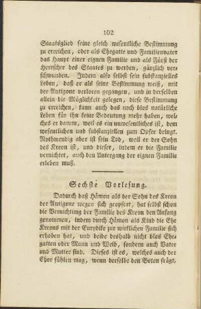 Sechste Vorlesung.