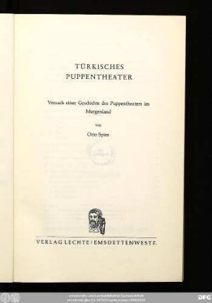 Türkisches Puppentheater : Versuch einer Geschichte des Puppentheaters im Morgenland