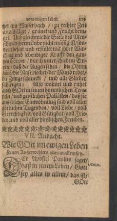 VII. Andacht. Wie Gott im ewigen Leben seinen Außerwehlten alles in allem sey.