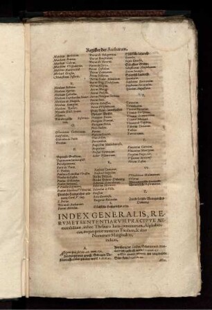 Index Generalis, Rerum Et Sententiarum Praecipue Memorabilium, in hoc Thesauro Iuris contentarum, Alphabeticus ...