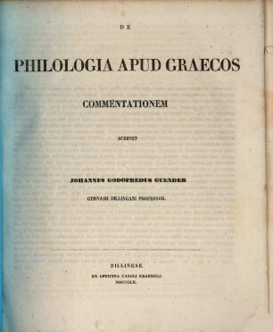 De philologia apud Graecos commentationem