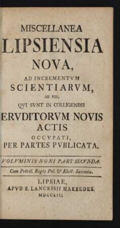 Voluminis Noni Pars Secunda
