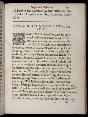 Ædificii Huius Nomina, Et Usus. Cap. IV.
