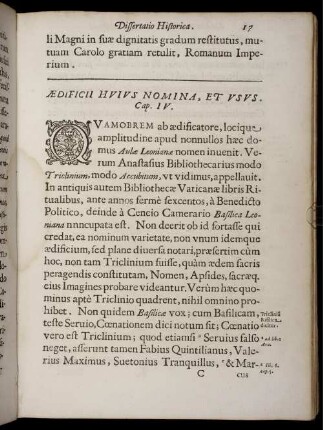 Ædificii Huius Nomina, Et Usus. Cap. IV.