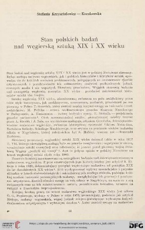 Stan polskich badań nad węgierską sztuką XIX i XX wieku