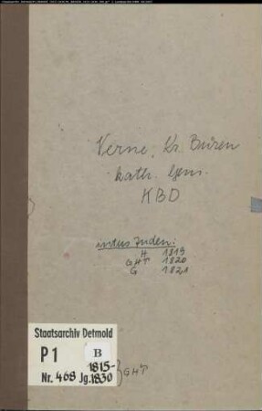 Kirchenbuchduplikat der katholischen Gemeinde Verne, Kreis Büren (GHT 1815-1830) (Gemeinde: Katholische Gemeinde Verne)