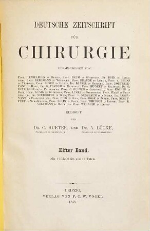 Deutsche Zeitschrift für Chirurgie. 11. 1879