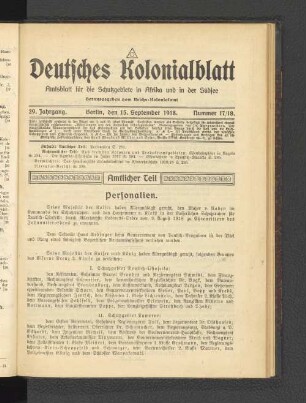15. September 1918. Nummer 17/18.