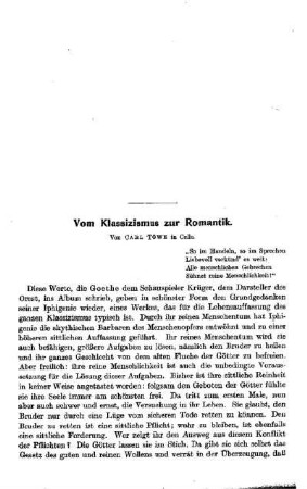 Vom Klassizismus zur Romantik
