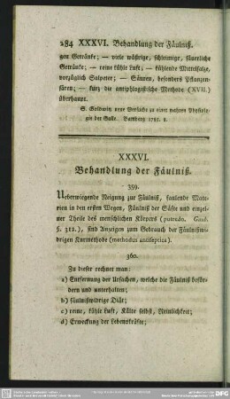 XXXVI. Behandlung der Fäulniß