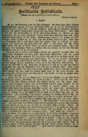 Neues Münchener Tagblatt. Romanbeilage zum Neuen Münchener Tagblatt. [1891]