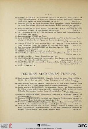 Textilien, Stickereien, Teppiche (Nr. 935-975)
