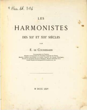 Les harmonistes des XIIe et XIIIe siècles