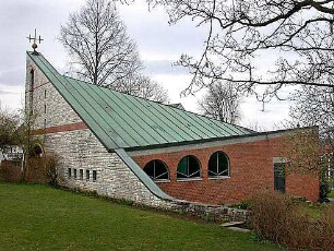 Gulbransson, Olaf Andreas; Kelheim - Affecking; St. Markus, Ev. Kirche mit Pfarrhaus und Kindergarten - Außenansicht