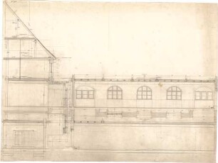 Fischer, Theodor; Marktredwitz; Baugenossenschaft Vereinigte Chamottfabrik, Wirtshaus - Schnitt