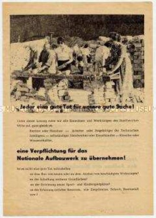 Aufruf der Nationalen Front und des Arbeitsstabes Berlin-Mitte zum Nationalen Aufbauwerk