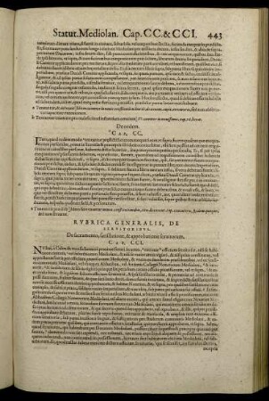Rubrica Generalis, De Servitoribus. [Cap. CCI. - Cap. CCV.]