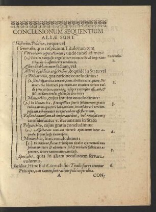 Conclusionum Sequentium Aliae Sunt.