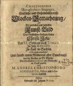 Predigt zur Weihe der neuen Glocken an St. Moritz in Halle (Saale) 1662