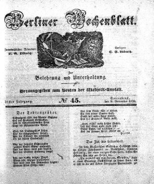 No. 45, Sonnabend, den 9. November 1839.