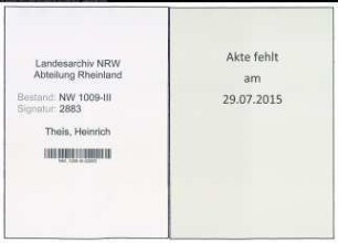 Entnazifizierung Heinrich Theis , geb. 22.06.1888 (Landwirt)