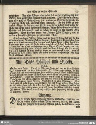 Am Tage Philippi und Jacobi