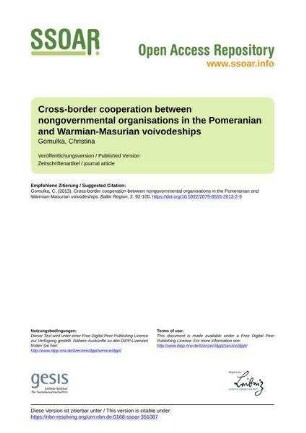 Cross-border cooperation between nongovernmental organisations in the Pomeranian and Warmian-Masurian voivodeships