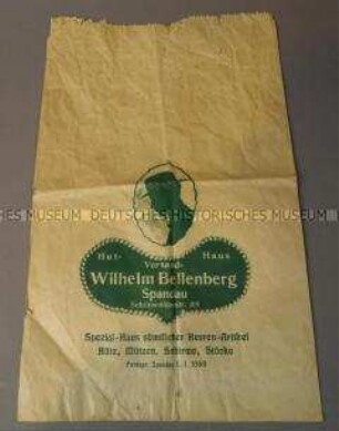 Tüte des Hut-Versandhauses Wilhelm Bellenberg, Spandau