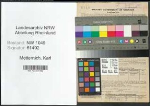 Entnazifizierung Karl Metternich , geb. 09.03.1891 (Metzger)