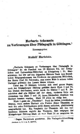 Herbarts Schemata zu Vorlesungen über Pädagogik in Göttingen