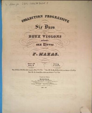 Six duos pour deux violons : dédiés aux elèves : oeuvre 39 : lettre B, 2. Oeuvre 39