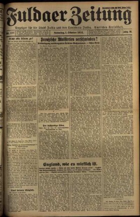 Ausgabe vom Samstag, den 01. Oktober 1932.