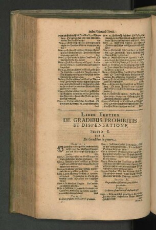 Liber Tertius De Gradibus prohibitis et dispensatione, Sectio I. Titul. I. De Gradibus in genere.