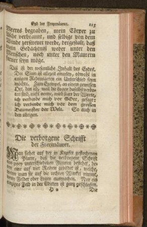 Die verborgene Schrifft der Freymäurer